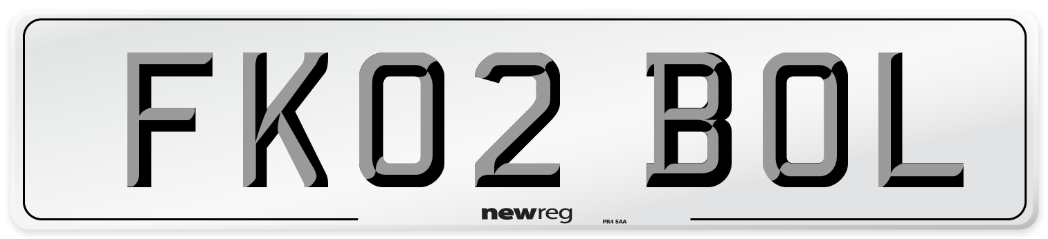 FK02 BOL Number Plate from New Reg
